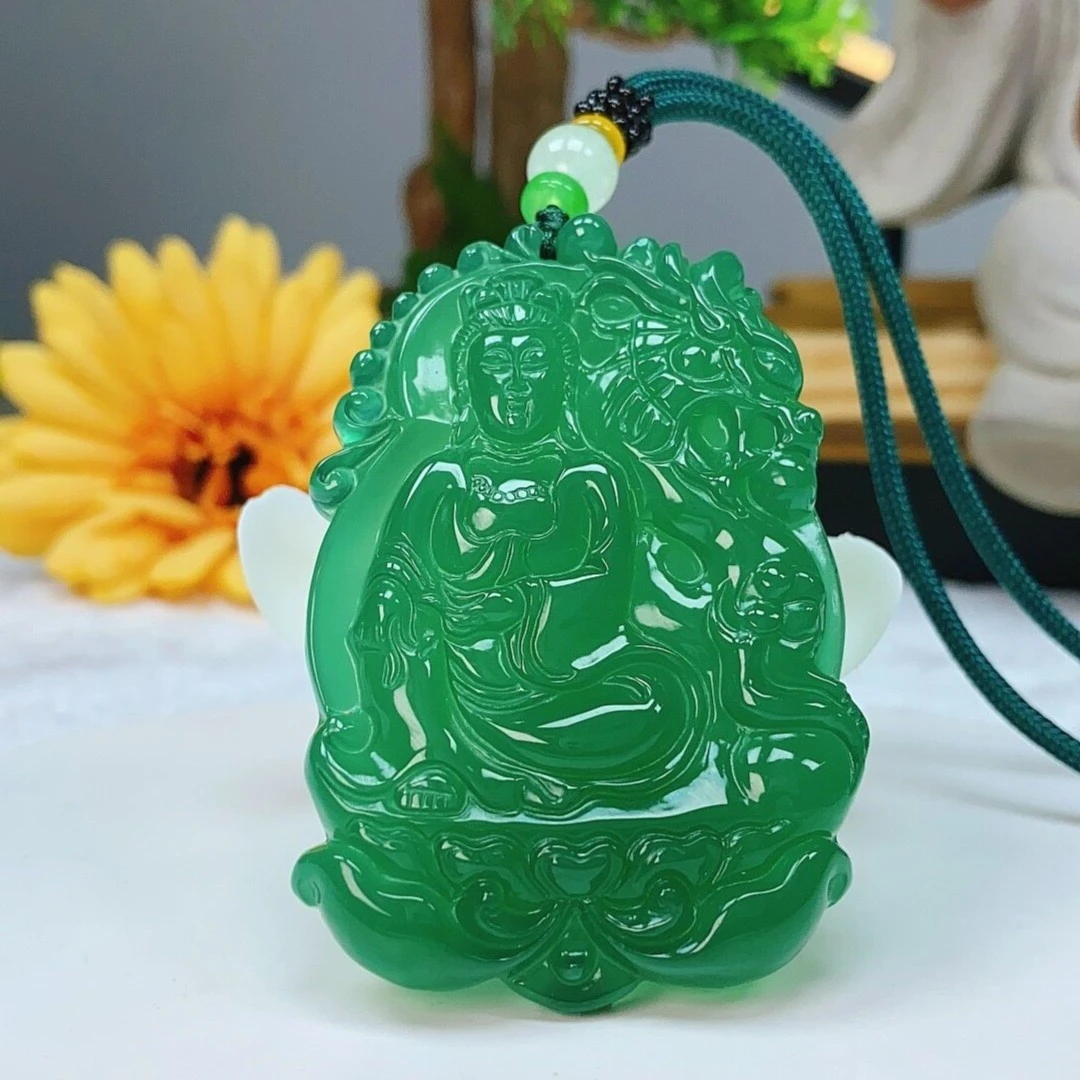 天然玛瑙玉髓乘龙观音 天然玉石 观音吊坠(配绳) 带证书带礼盒