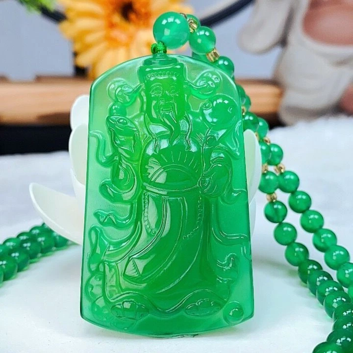 【财神到】帝王大绿财神吊坠 冰绿大财神 珠宝项链 带证书带礼盒