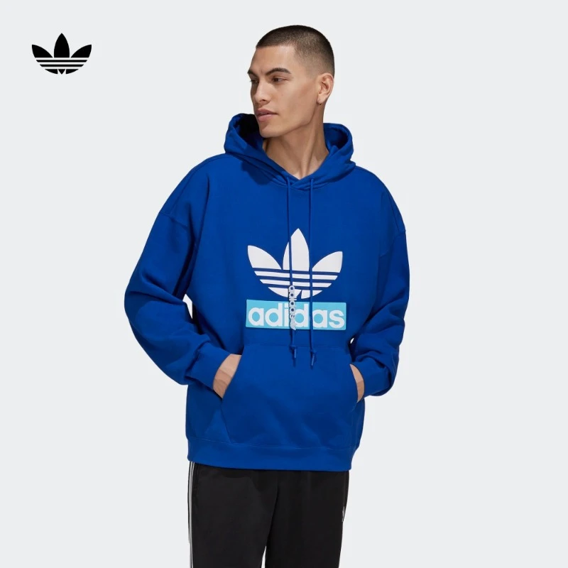 阿迪达斯官方三叶草 男款毛圈布运动连帽卫衣套头衫adidas H09353
