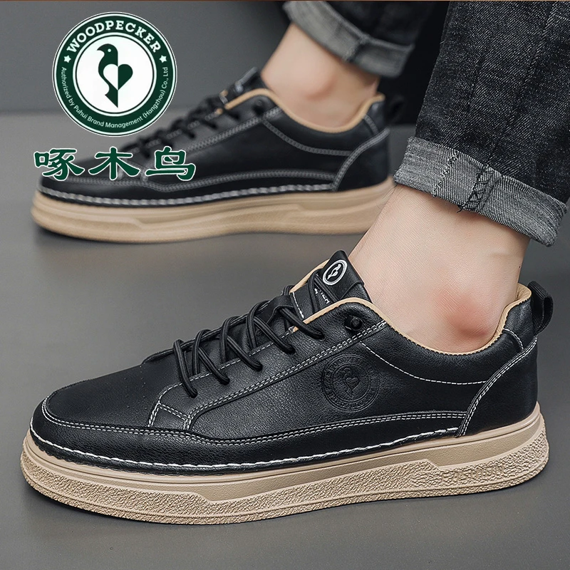 啄木鸟秋季新款男士韩版休闲运动鞋韩版休闲小白鞋学生板鞋潮鞋