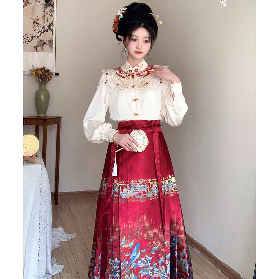 揽风华【鹊临】原创明制织金仿妆花马面裙2024新款订婚敬酒服