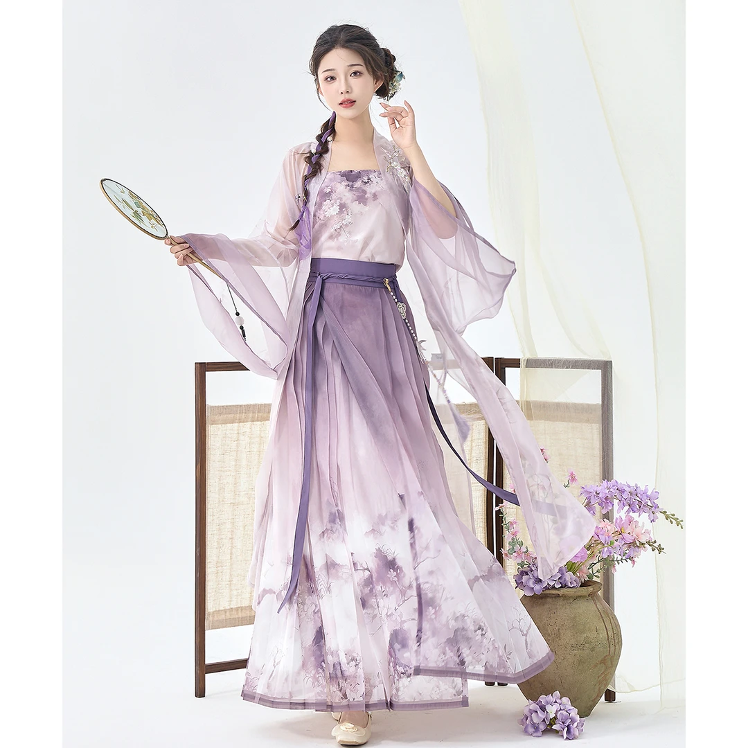 图图清货【暮山紫-全套】图原创设计宋制汉服日常褙子百迭裙