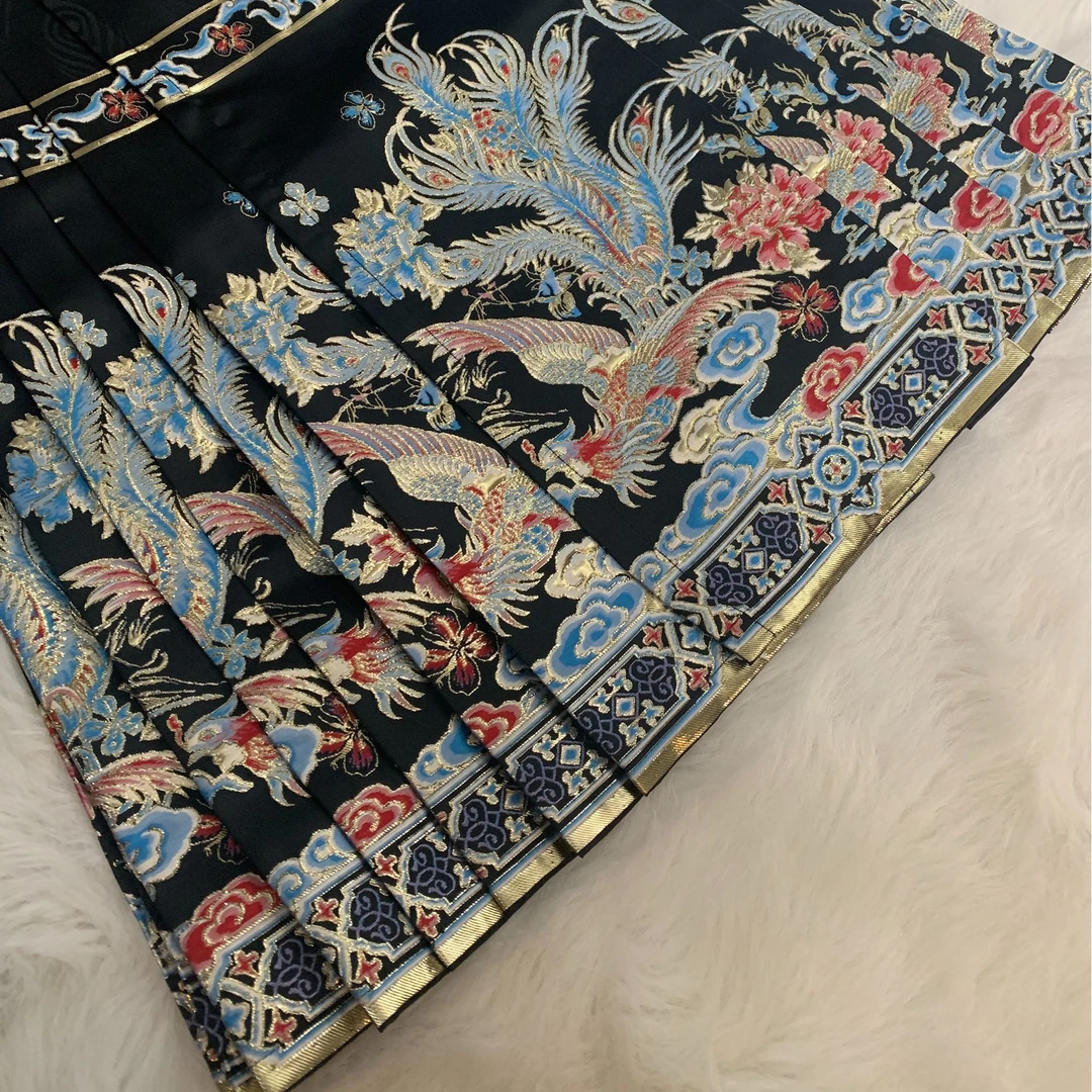微瑕 【彩凤黑色】织金仿妆花一片式马面裙