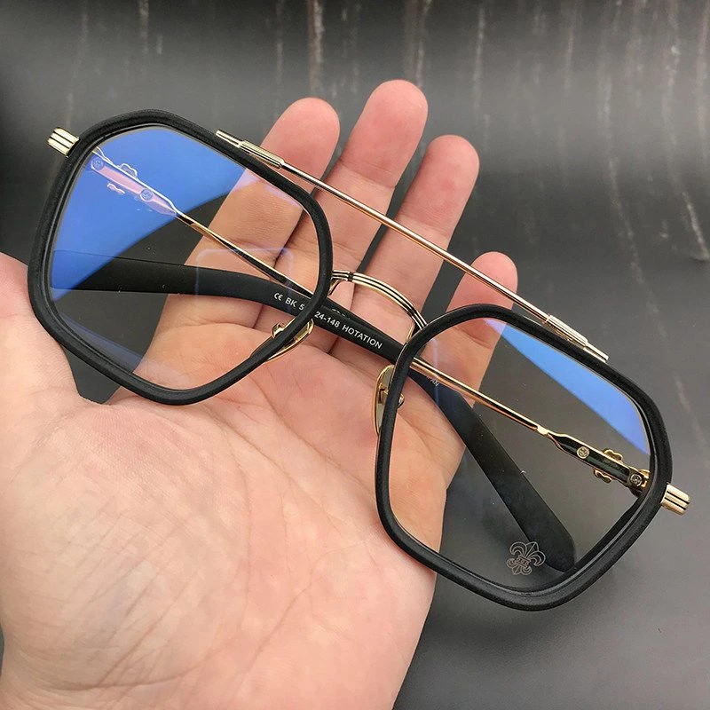 【潮目】复古眼镜双梁平光镜配度数防蓝光防辐射近视镜可变色眼镜