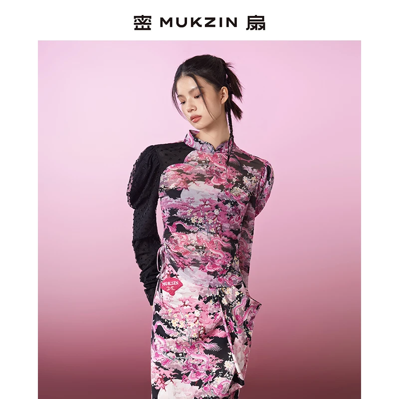mukzin/密扇游龙戏凤中国风小众设计师款复古修身气质中式上衣