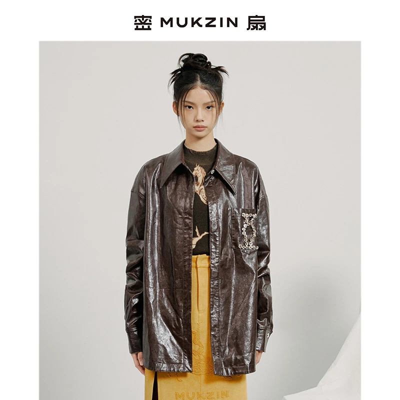 密扇2023秋装新款游龙戏凤非遗磁州窑系列皮衣M233A03010434