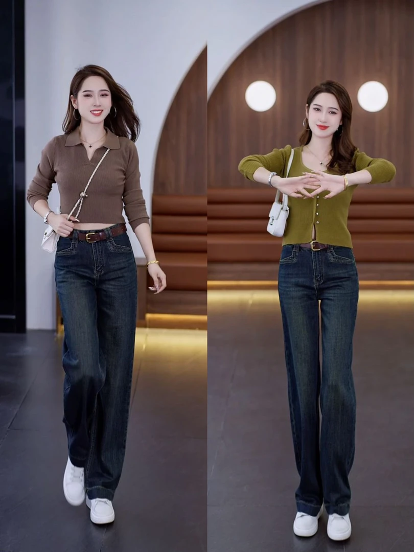 垂感牛仔裤2025年秋春款新款窄版直筒裤高腰复古牛仔裤设计感女