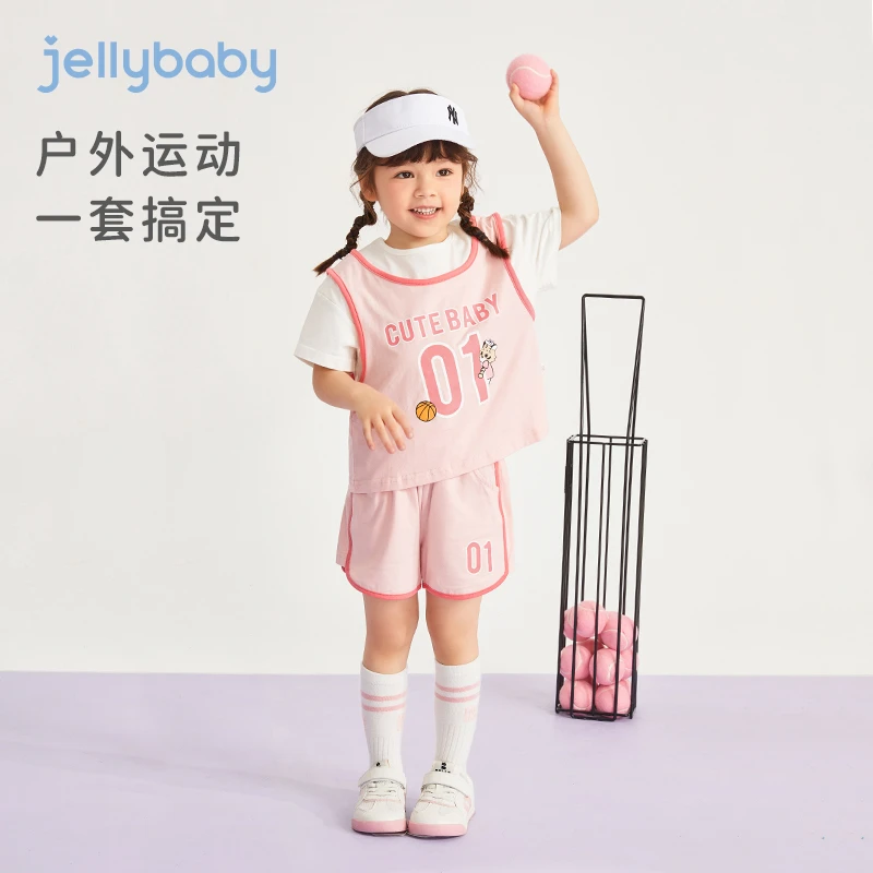 【清仓】杰里贝比女童球服运动套装夏季儿童休闲两件洋气 JTG22879G