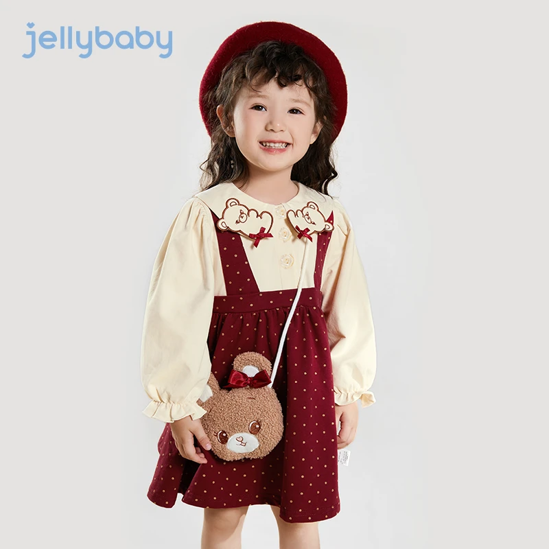 杰里贝比女童裙子连衣裙女宝宝公主裙春秋周岁 JQG23612H