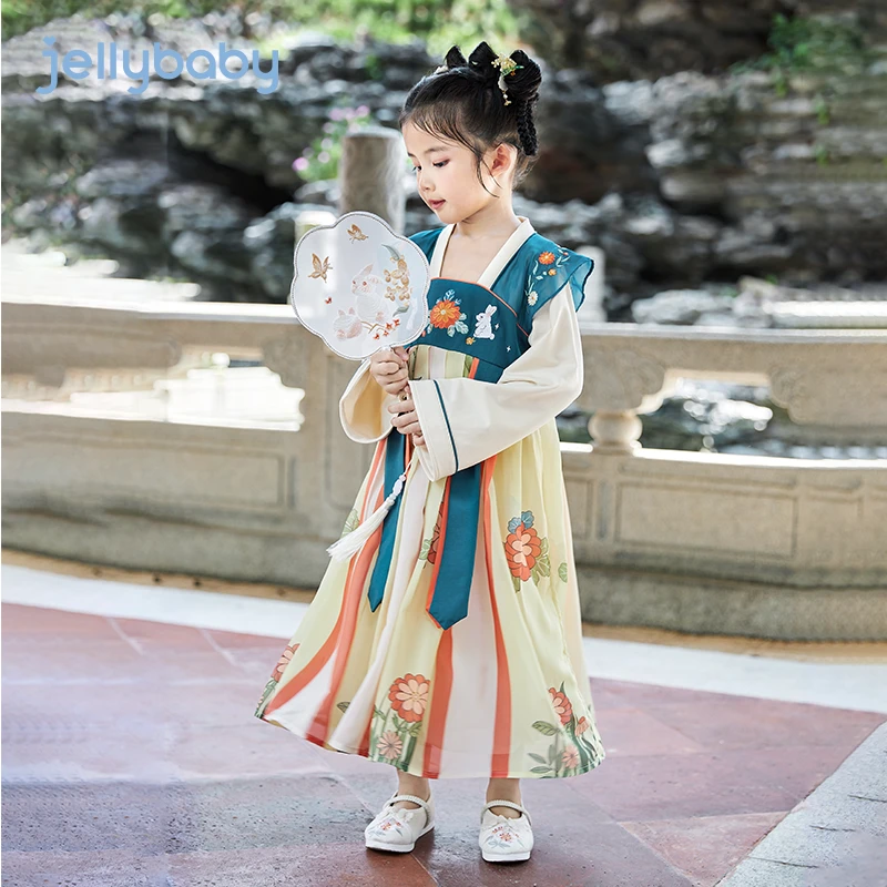 杰里贝比儿童古风长袖汉服连衣裙秋季童装女童汉服女童JEG23821H
