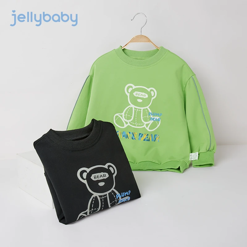 杰里贝比男童春秋印花卫衣新款中大童恐龙长袖打底衫秋 JRB23560