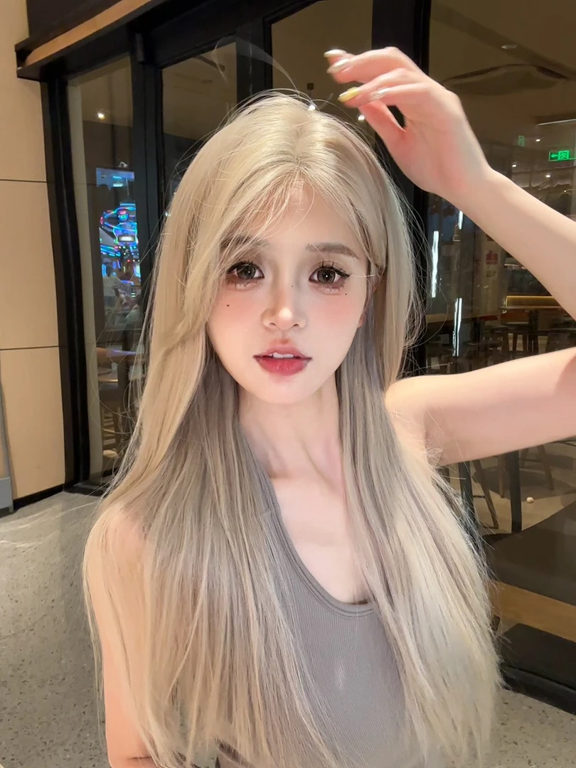【芥末芭比】韩式氛围感直发假发头套手织加大蕾丝假发女甜妹