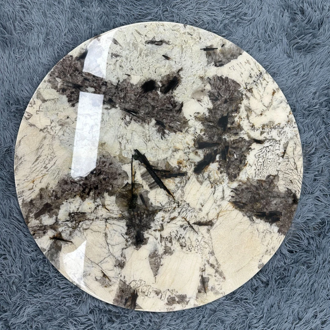 纯天然奢石大理石边几意式极简客厅沙发边几阳台不锈钢小圆桌子