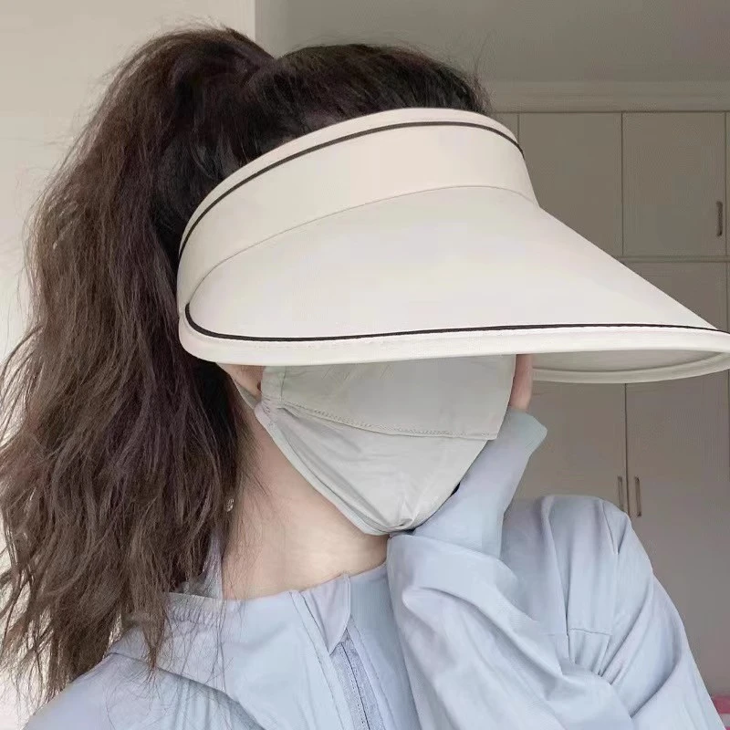 防紫外线遮阳帽空顶防晒帽夏季uv帽子女骑车大帽檐网红太阳帽女款