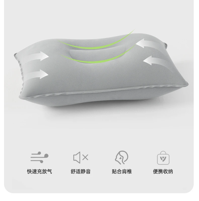 户外旅行便携靠枕双面植绒充气枕头充气靠垫腰枕午休抱枕吹气睡枕