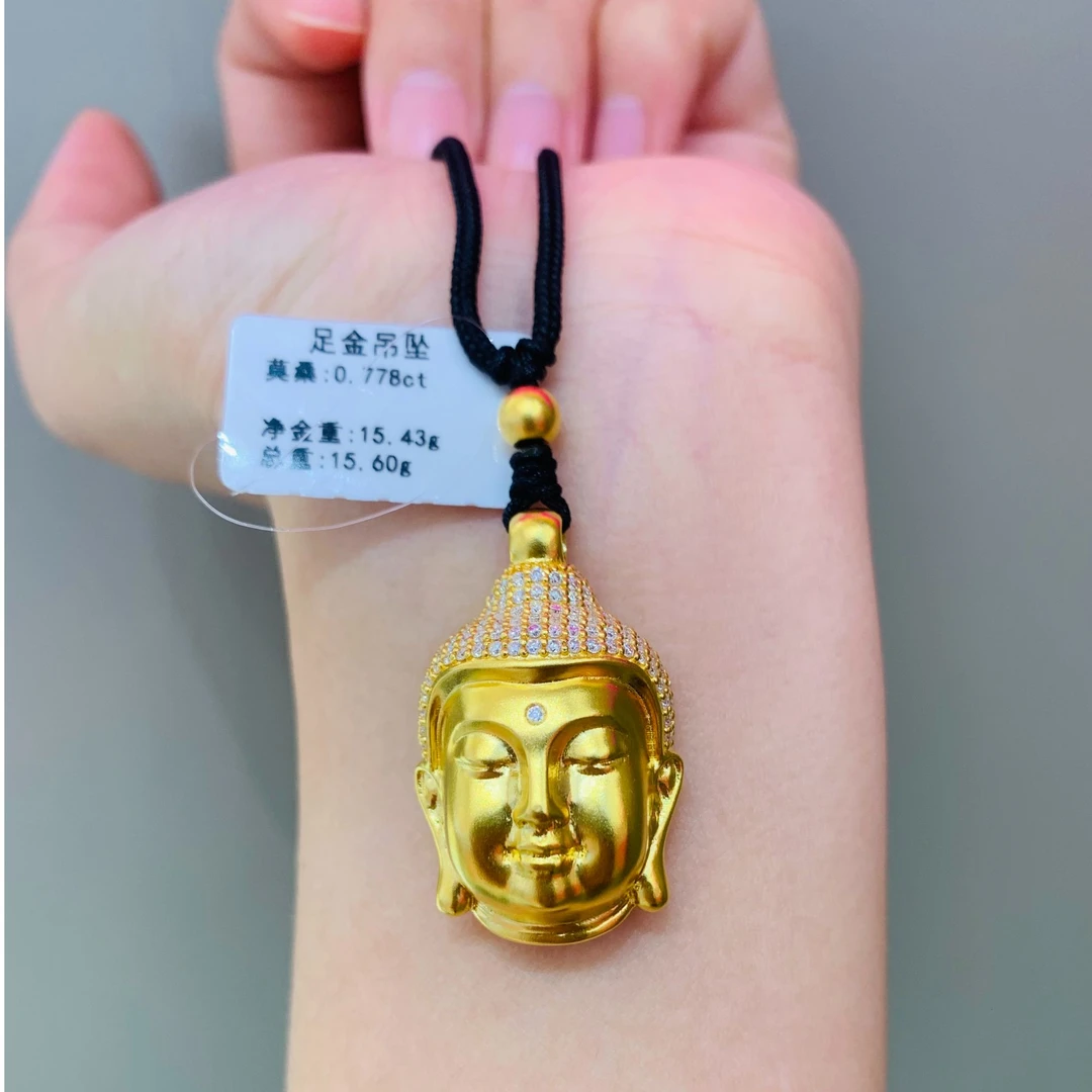 《禧缘黄金》足金999 莫桑普贤菩萨佛头吊坠