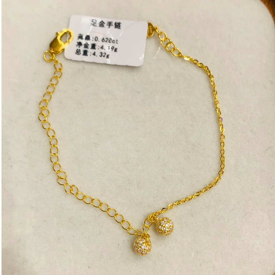 《禧缘黄金》足金999 圆珠莫桑点手链