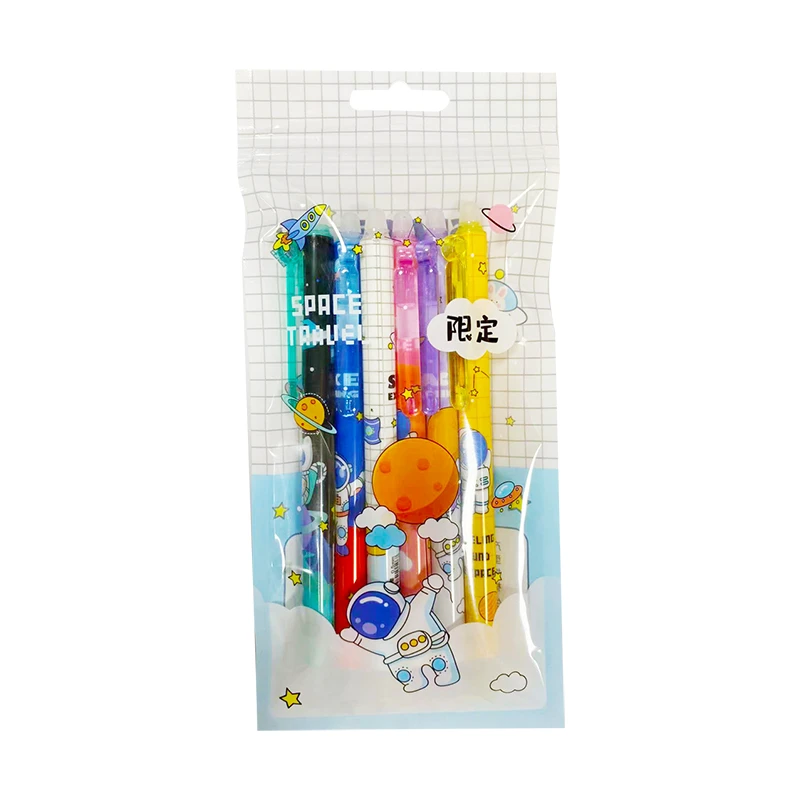 3包！宇航员限定可擦蓝中性笔学生儿童可爱卡通笔随机发