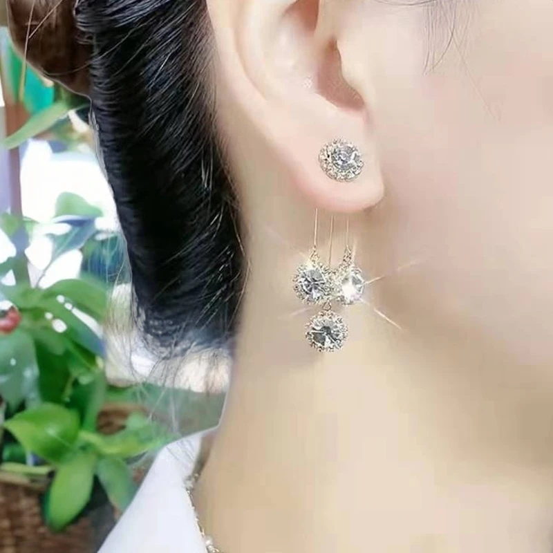 铜合金耳饰 三朵花耳环百搭时尚气质简约个性网红轻奢小众金色048