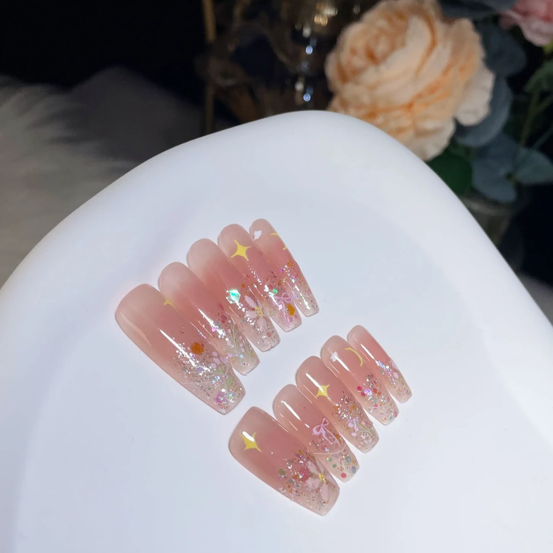 【花海】纯手工穿戴甲腮红晕染亮片氛围感小清新可拆卸