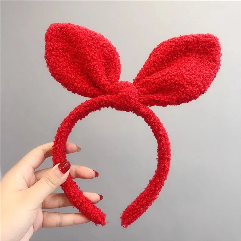 韩版毛绒明星同款兔耳朵发箍甜美可爱头箍成人压发洗脸发卡头饰