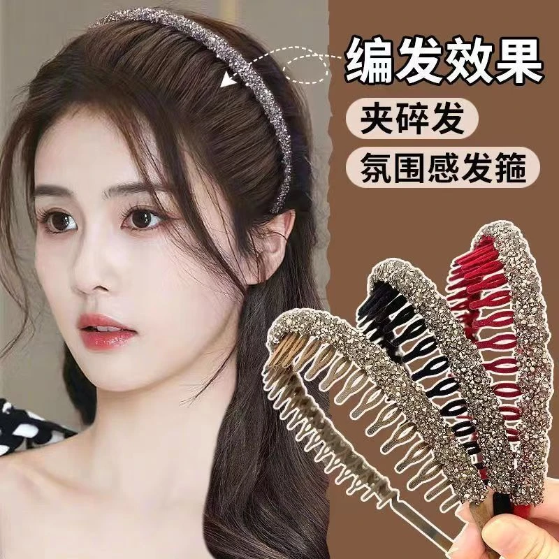 非金属发饰 爆款洗脸发箍防滑防掉波浪植绒发箍齿梳耐用精致显瘦