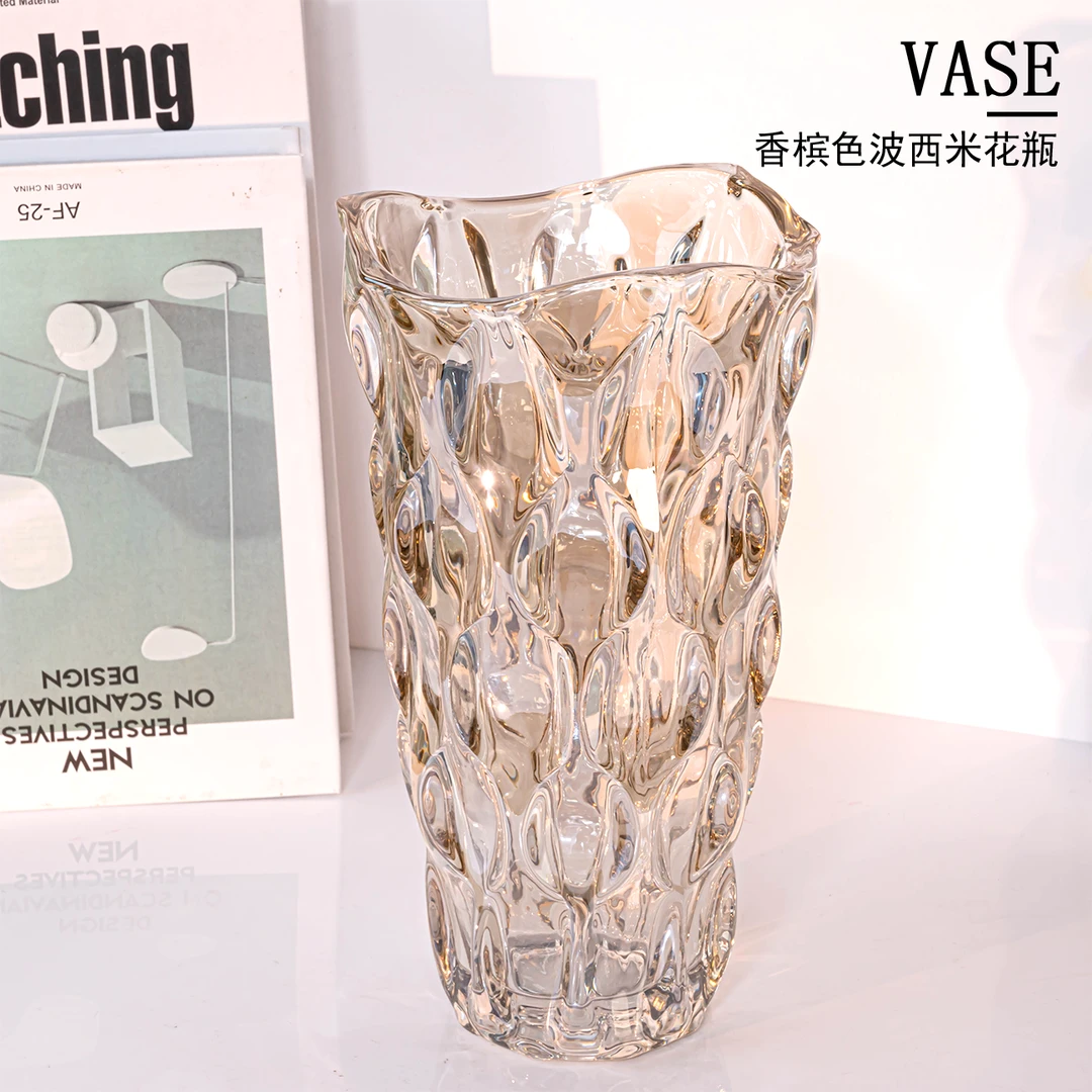 [色彩]香槟色波西米亚欧式轻奢花瓶家用时尚简约插花装饰花器F985