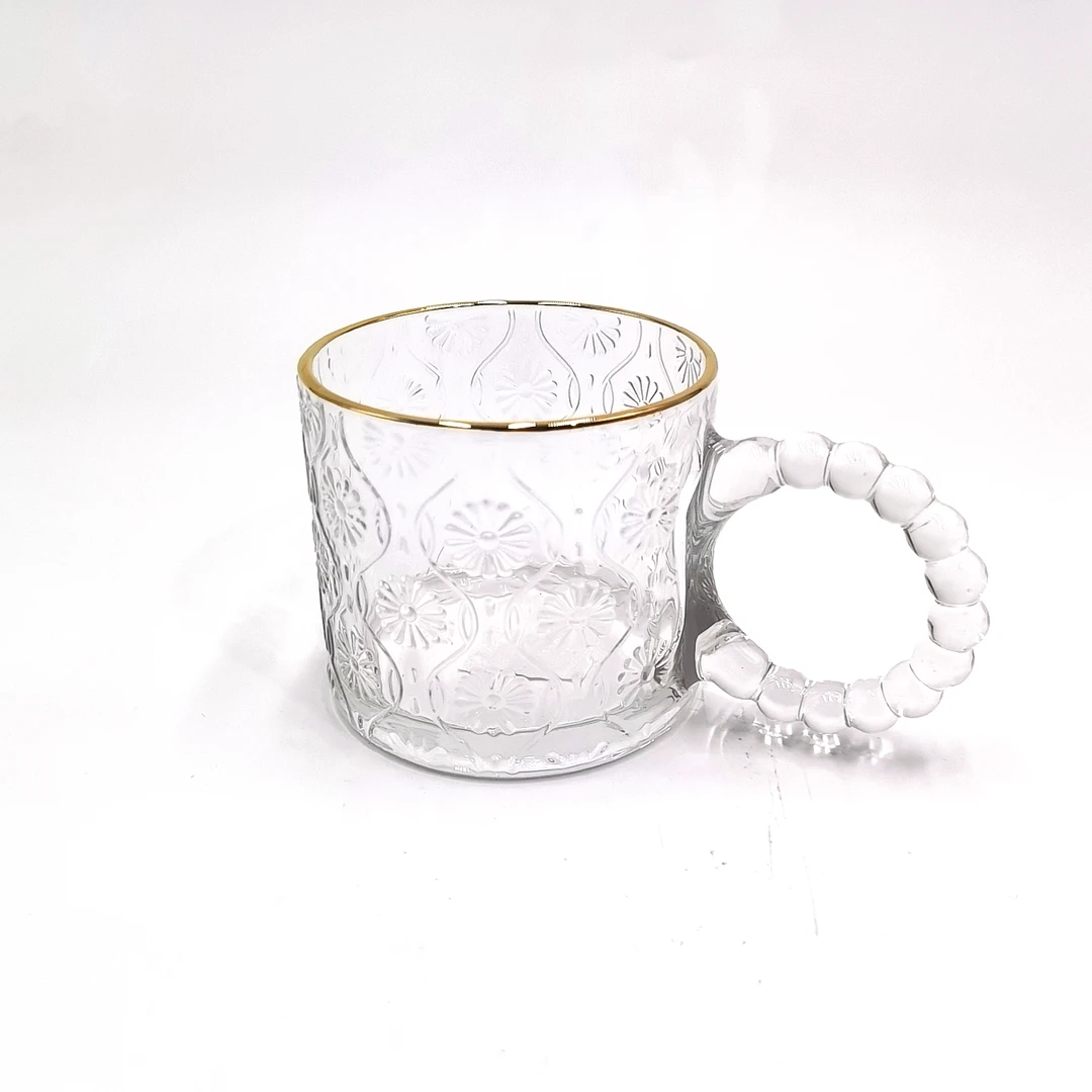 [色彩]B995现代时尚简约圆珠把手描金水杯两只装摆件家用时尚摆件