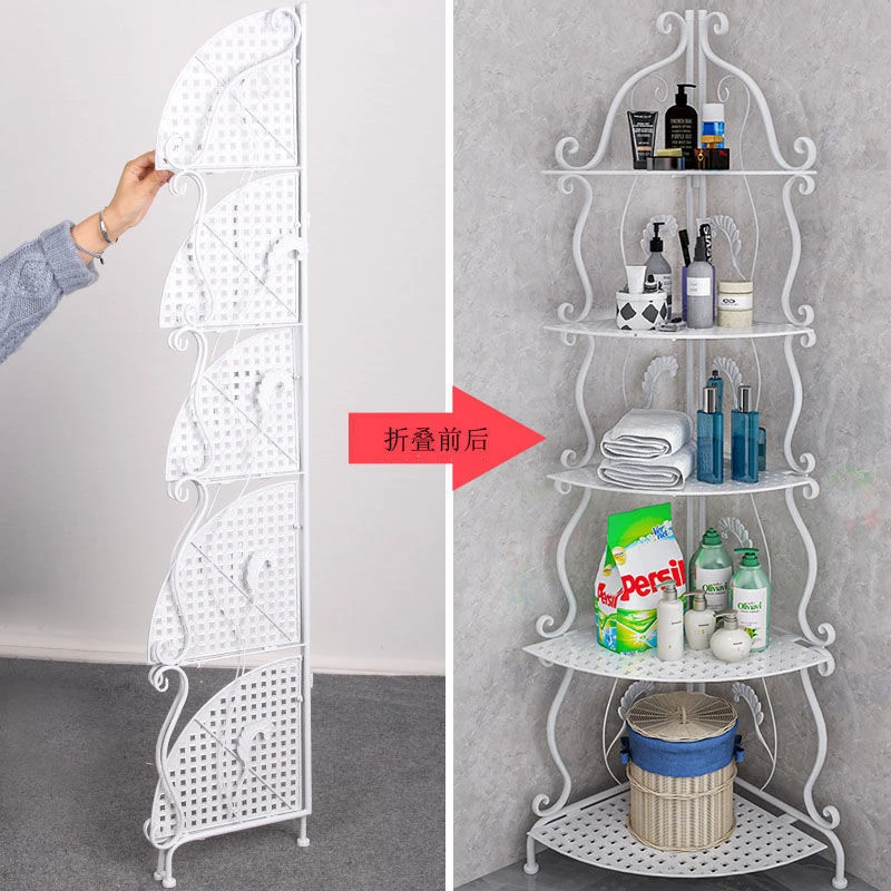 铁艺浴室角架置物架落地卫生间卧室 洗手间厨房收纳储物三角层架