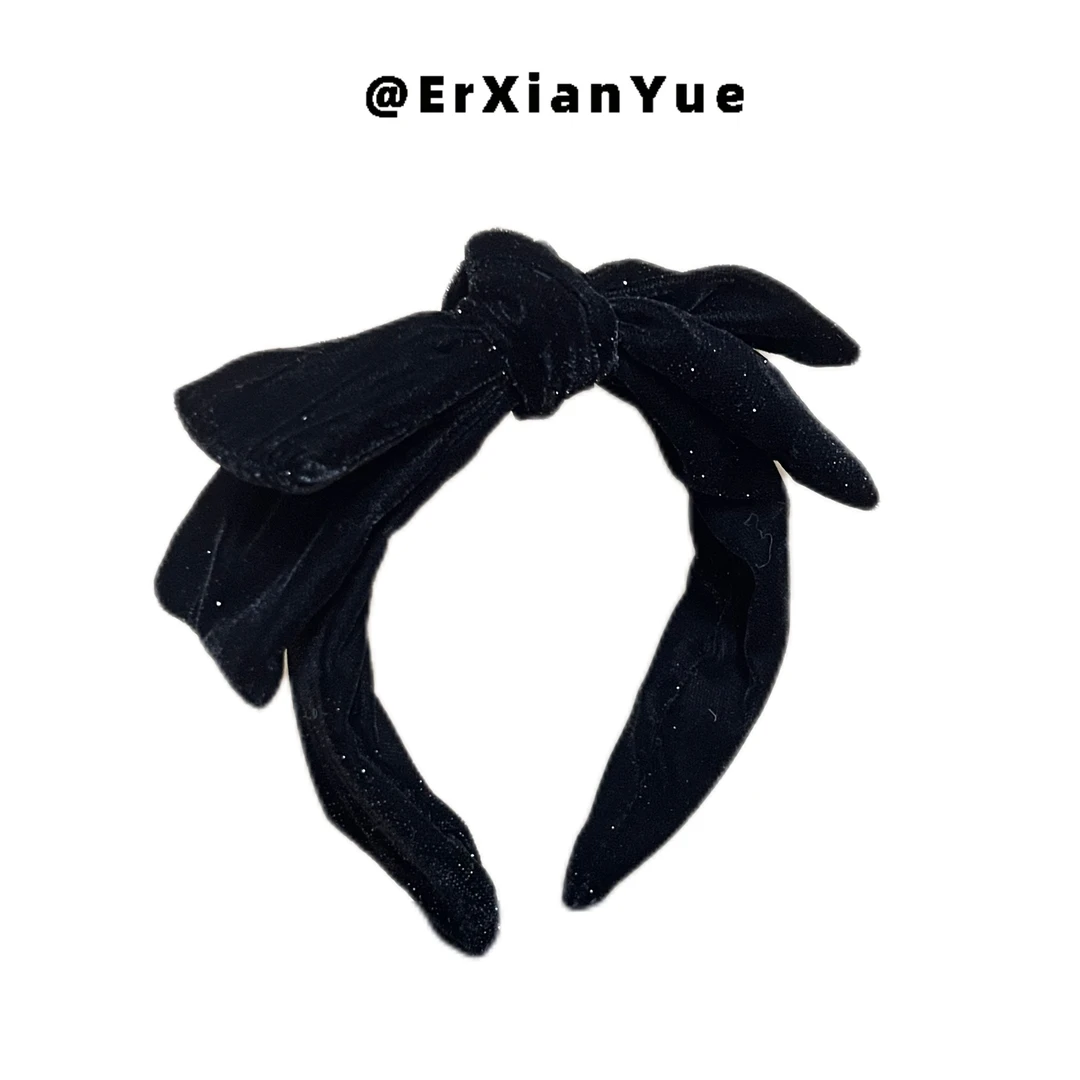 【尔显悦】刘涛同款丝绒蝴蝶结发箍女韩国轻奢满天星高颅顶头箍时尚