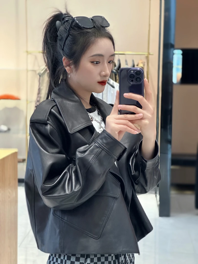 玛丝恩迪皮衣女外套机车服