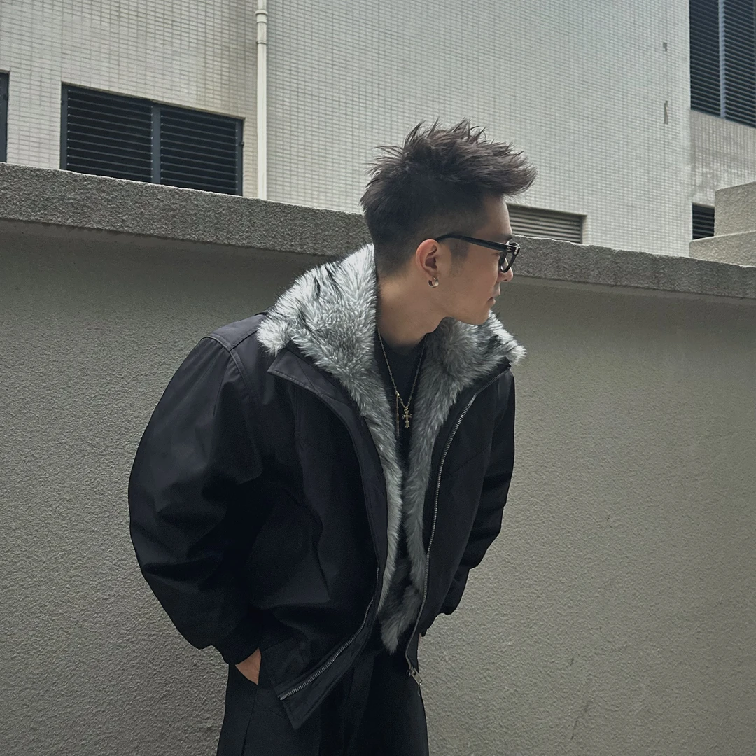 JusthatLAB新年战袍飞行夹克毛领秋冬保暖棉服座山雕男女加绒款