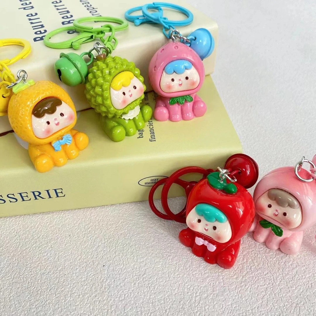 <直播拆>水果崽崽透明实色钥匙扣创意diy可爱情侣挂件