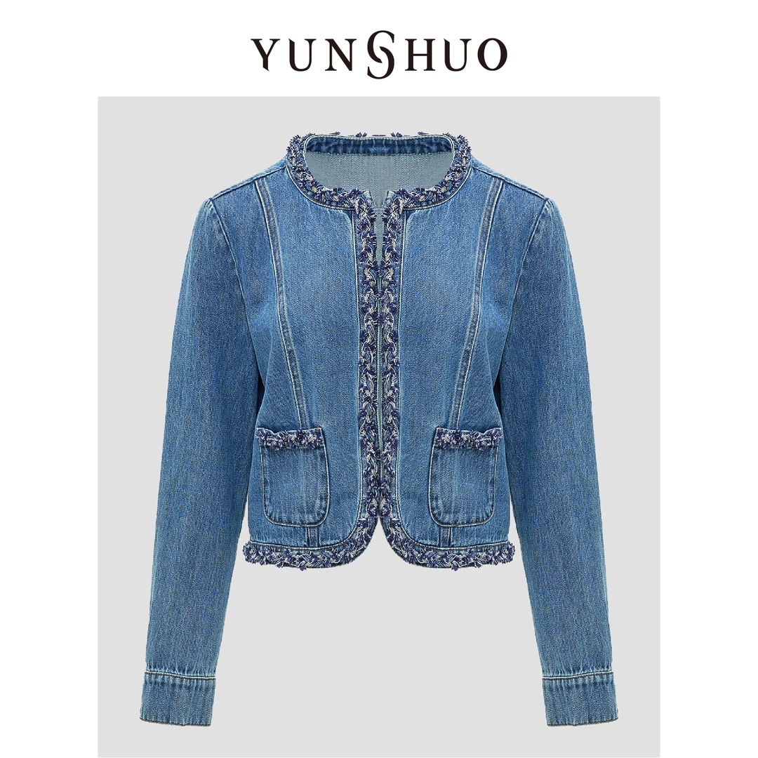 YUNSHUO允硕2024初秋时尚百搭休闲小香牛仔上衣外套455464