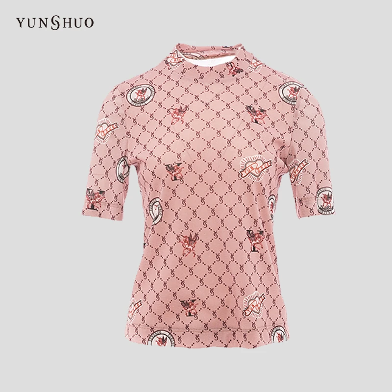 YUNSHUO允硕  2024新款时尚百搭休闲半高领短袖T恤325171