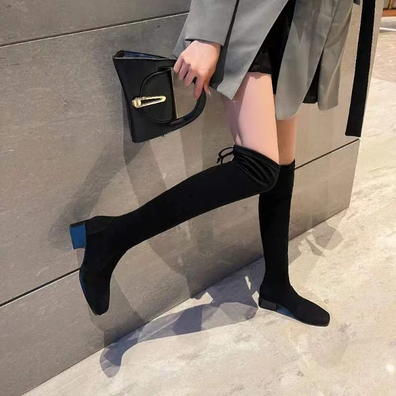 过膝靴长靴女2023秋冬季新款长筒靴女鞋弹力高筒靴子93517