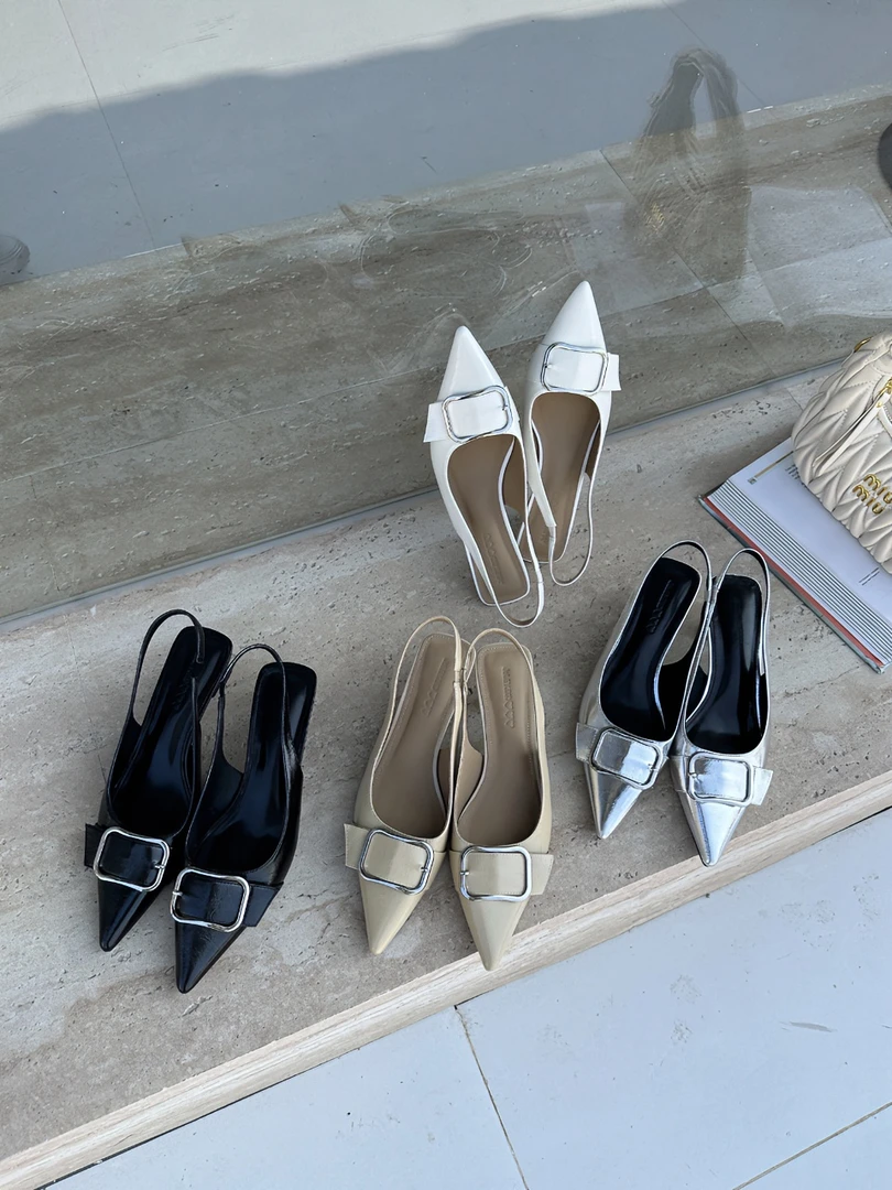 【港风纯欲】3CM法式气质韩版高跟细跟包头凉鞋女日常皮带扣 H055-7