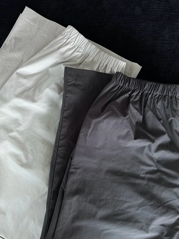 『PEACHZHOU』纯色宽松直筒工装伞兵休闲裤松紧腰防晒阔腿冲锋长裤