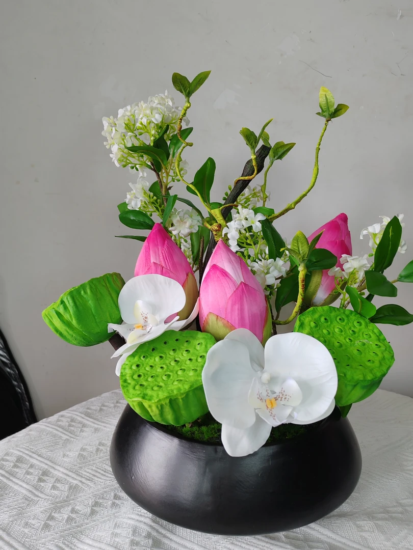 仿真荷花仿真花艺术插花居家软装饰