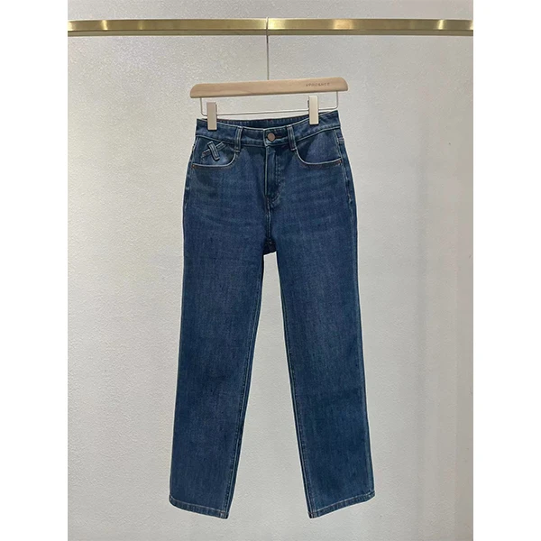 时尚烟管直筒牛仔九分裤0553