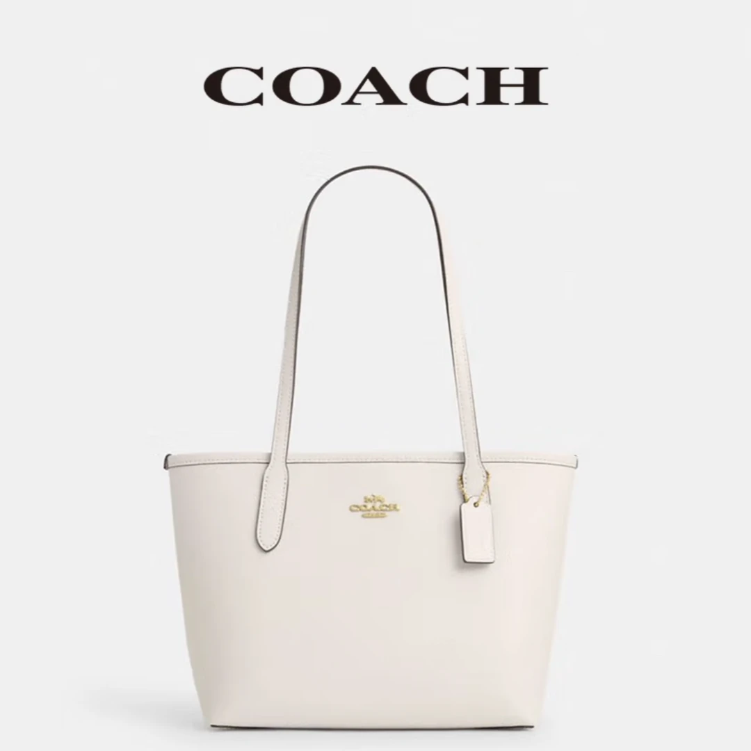 23*11*20/COACH蔻驰CITY23女士纯色百搭托特单肩包白色CT859