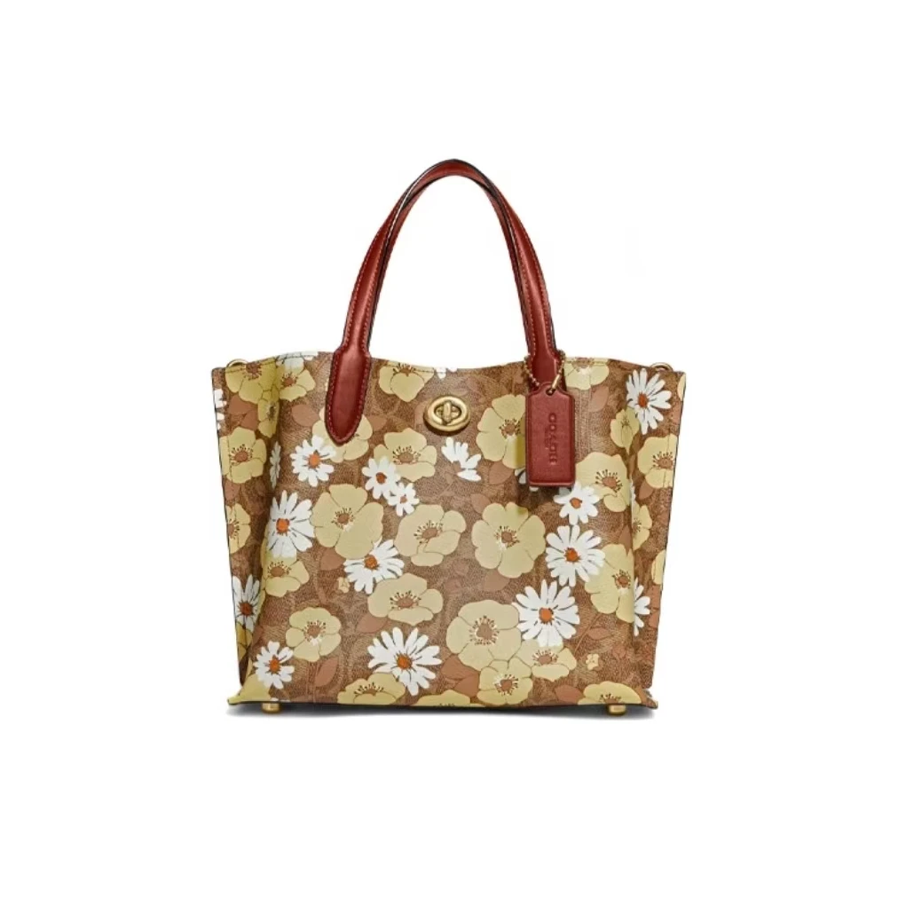 24*10*27/COACH蔻驰Willow24花卉印花鹅卵石纹水桶斜挎包C9721