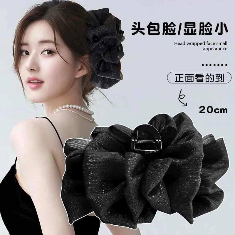 蝴蝶结棉花糖抓夹女2025新款后脑勺大号泡泡云朵鲨鱼夹子头饰发夹