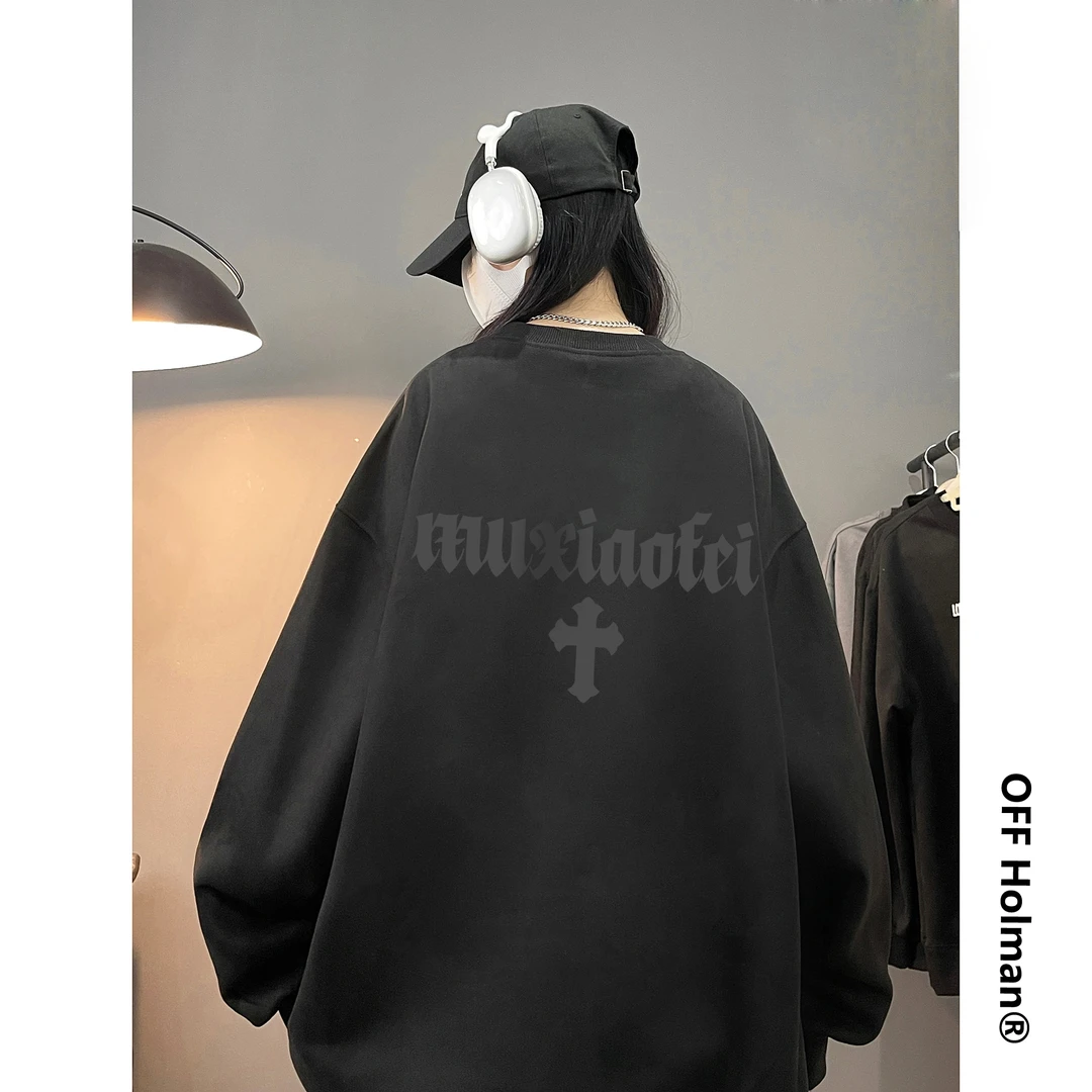 秋季新款爆款春秋重磅500克复古卫衣百搭宽松上衣情侣外套慵懒风