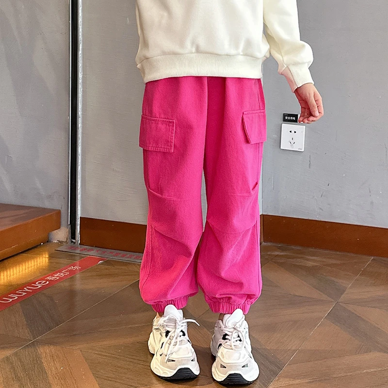 儿童工装裤2024新款秋装洋气时髦中大童加绒运动宽松