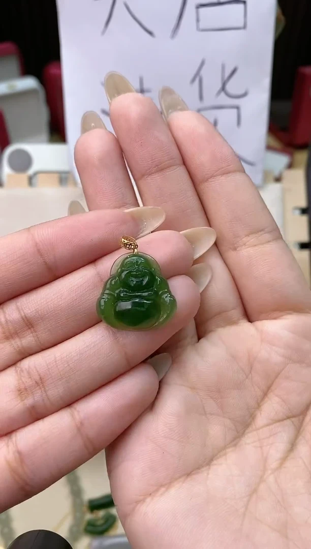 【闪购商品】和田玉吊坠(赠链)18K金镶嵌佛公