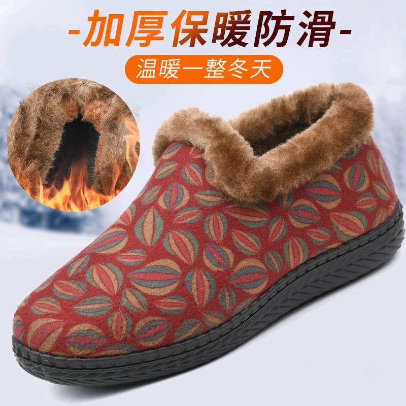 冬季老北京布鞋女加厚棉鞋软底加绒保暖妈妈鞋一脚蹬老人鞋奶奶鞋