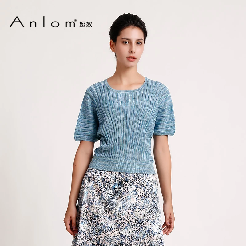 【刘校长专属】Anlom/娅奴真丝桑蚕丝夏季上衣短袖财阀千金女装