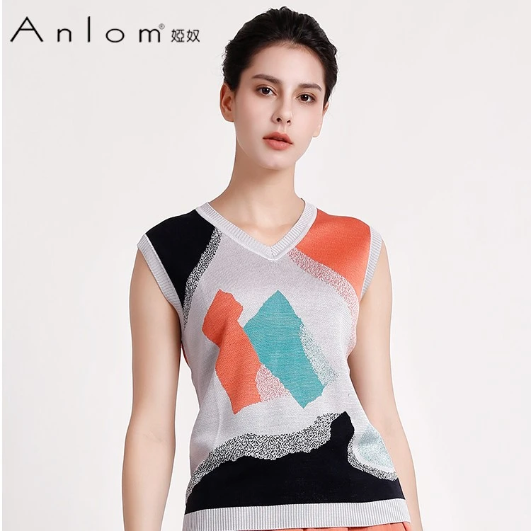 【刘校长专属】Anlom/娅奴夏季新款休闲V领桑蚕丝背心0815027