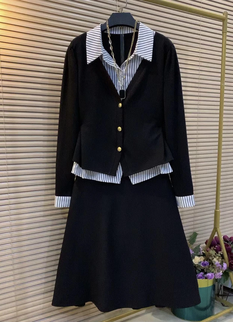 24年早秋新款欧货时间遮肉显瘦气质百搭套裙